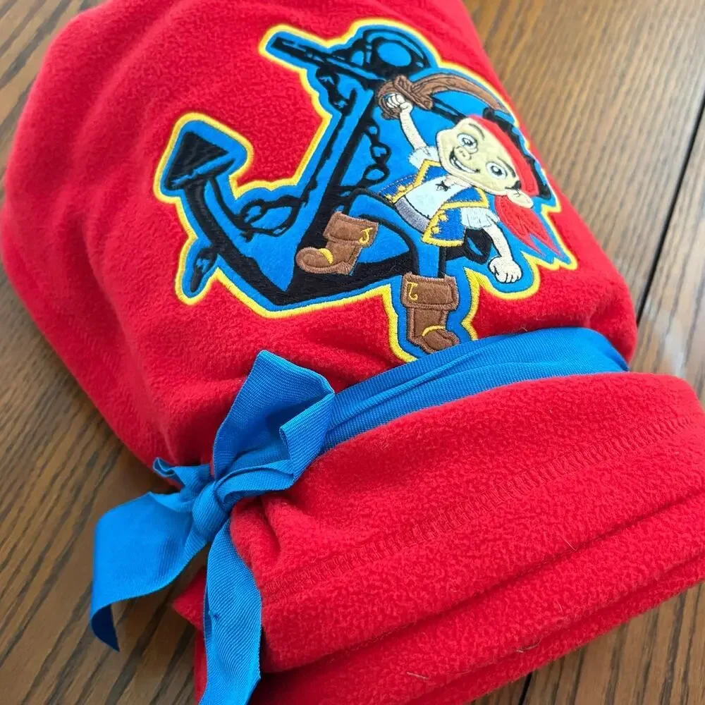 Disney Store Jake and the Neverland Pirates Red Embroidered Throw Blanket